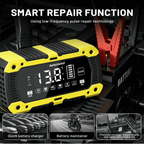 12V Smart Car Battery Charger 10A/12A/15A/20A – Yellow US Dual Plug