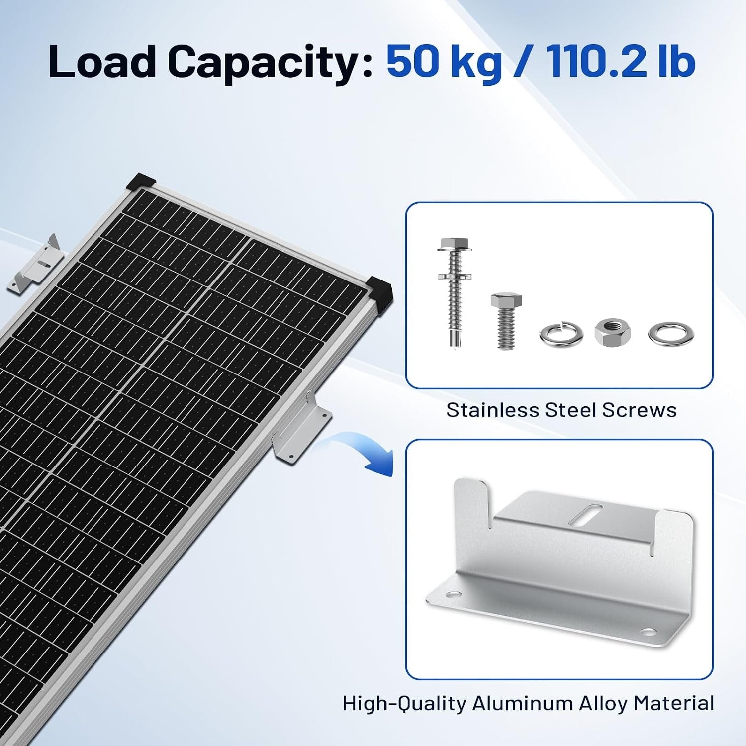 Aluminum Alloy Solar Panel Brackets for RV, Trailer, Van, Yacht and Off-Grid Roof Installation(4 PCS)