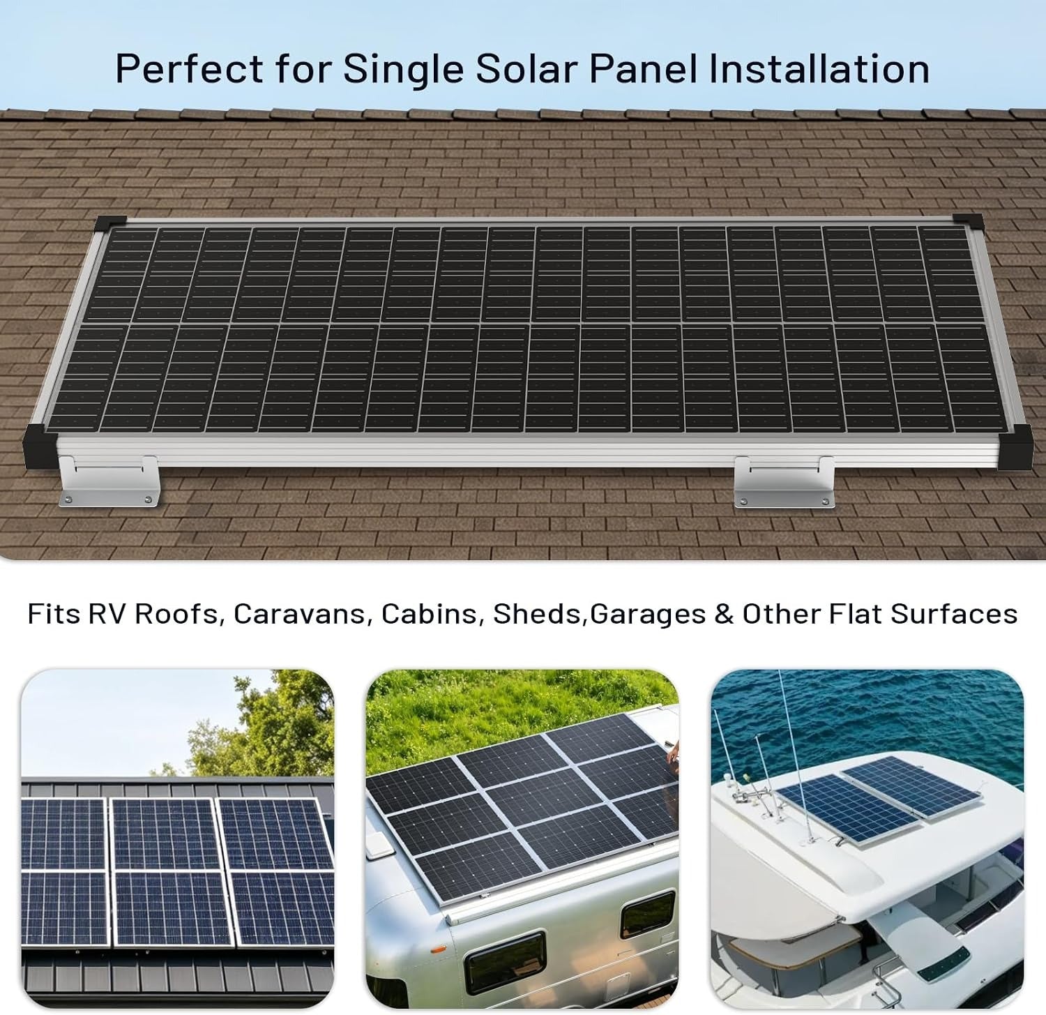 Aluminum Alloy Solar Panel Brackets for RV, Trailer, Van, Yacht and Off-Grid Roof Installation(4 PCS)