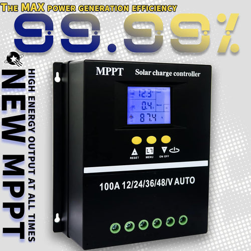 MPPT 12V/24V/36V/48V Solar Charge Controller Tools 100A LCD Dual USB