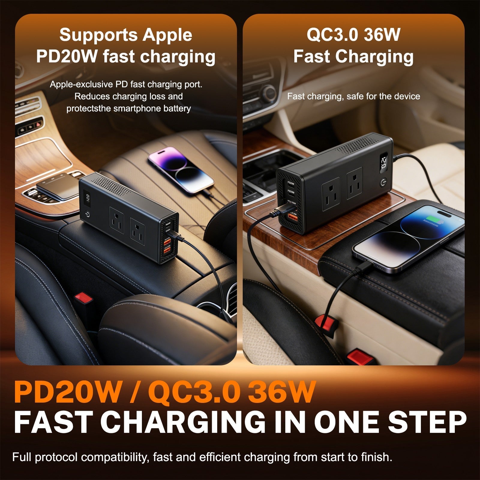 200W Car Power Inverter DC 12V to AC 110V 120V Converter Adapter Charger RV US