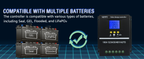 MPPT 12V/24V/36V/48V Solar Charge Controller Tools 100A LCD Dual USB