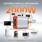 1000W/1500W/2000W/3000W Pure Sine Wave Power Inverter, 12V DC to 120V AC Converter for Solar, RV, Marine, Truck