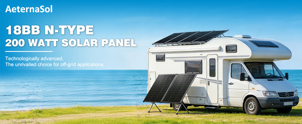 200W N-Type 18BB Bifacial Solar Panel High Conversion RV Home Off-Grid Battery