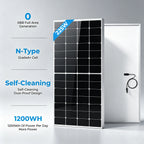 225Watt 12V Solar Panel N-Type 0BB Anti-Shading Mono Off Grid RV Roof Home 200w