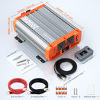 AeternalSol 2KW 2000W Pure Sine Wave Inverter 12V DC to 120V AC Solar RV Marine