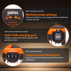 40A Solar Charge Controller, 12V/24V MPPT Controller, Adjustable LCD with Timer, Dual USB Ports, for RV, Boat, Cabin, Off-Grid Systems, Compatible with FLD/LiFePO4/SLD/GEL/AGM (Blue)/(Orange)