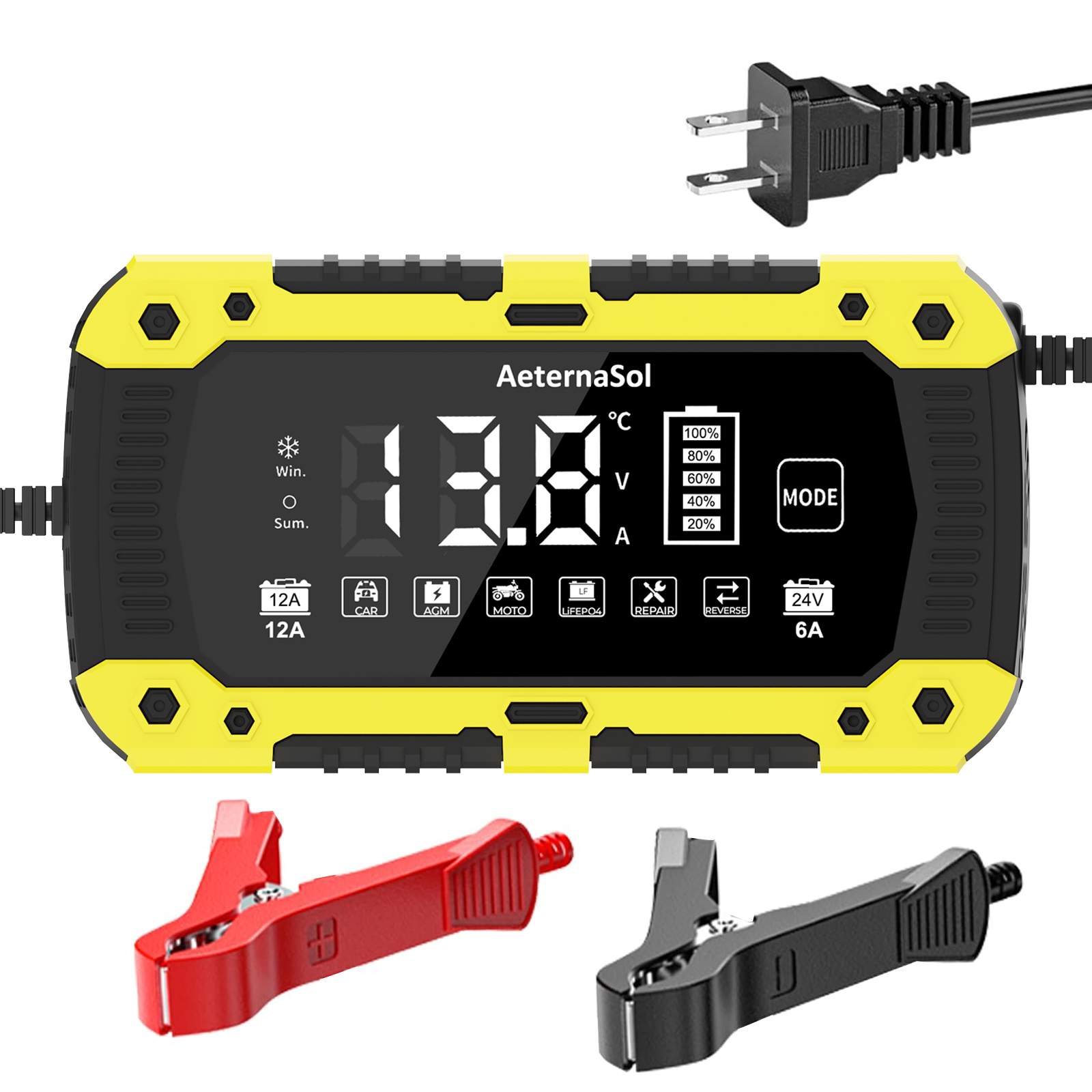 12V 10A/12A/15A/20A - Yellow - US Dual Plug