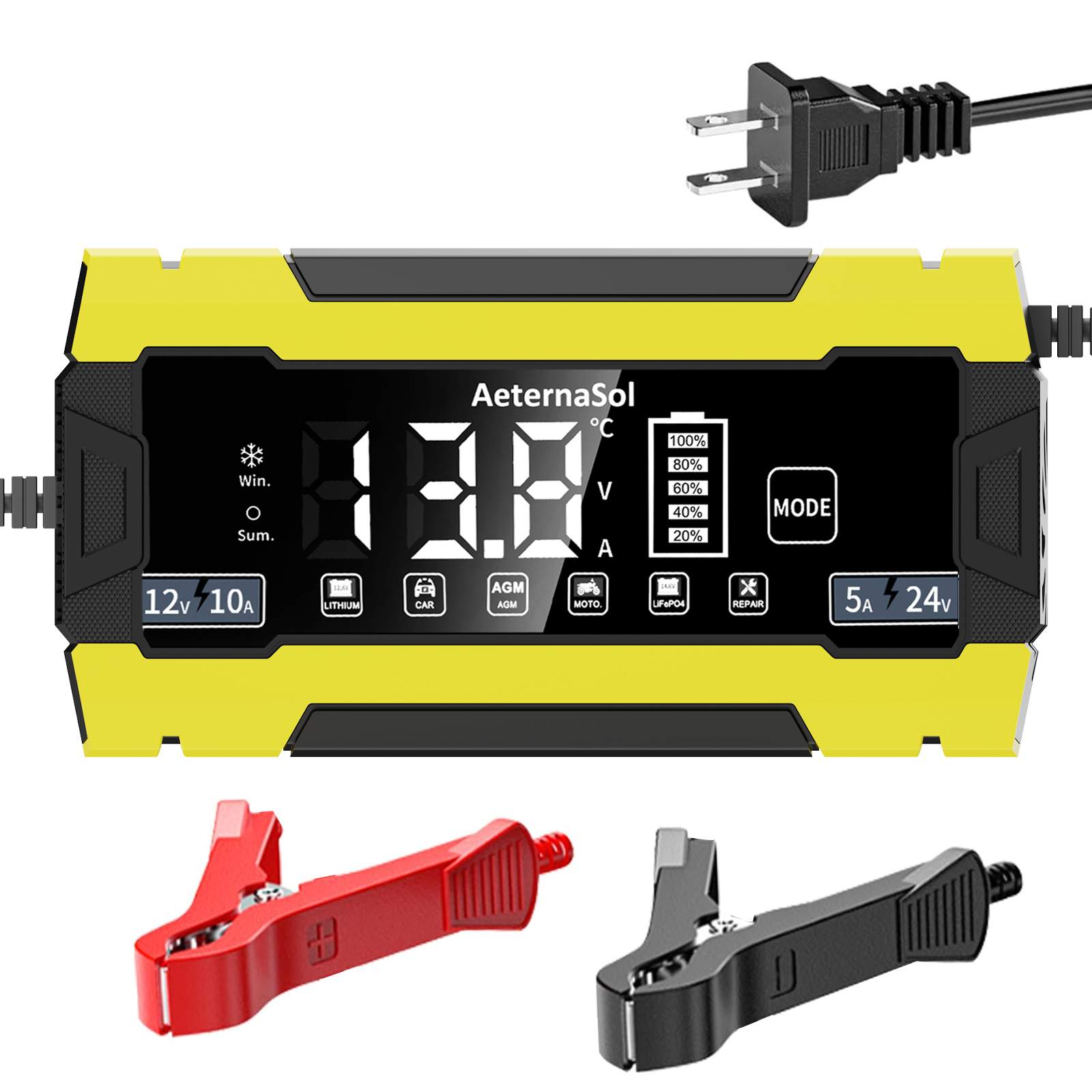 12V 10A/12A/15A/20A - Yellow - US Dual Plug
