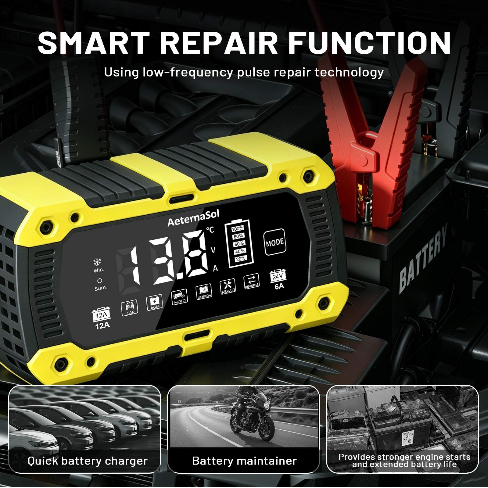 12V 10A/12A/15A/20A - Yellow - US Dual Plug