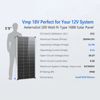 200/400 Watt Solar Panel, 18 Volt Solar Panels for RV, 25% High Efficiency N-Type 18BB PV Module Solar Charger Waterproof IP68 for 12V Battery Shed Van Camp Boat Home Farm Off-Grid(56.7"x26.4"x 1.2")