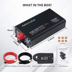 1500W 12V Inverter, Quiet Fan, Type-C & Remote