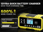 12V Smart Car Battery Charger 10A/12A/15A/20A – Yellow US Dual Plug
