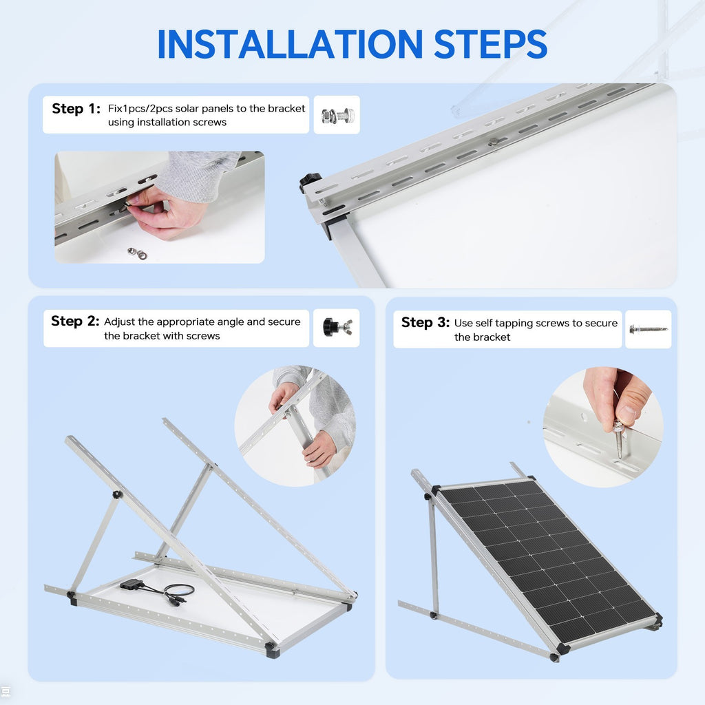 AeternaSol 45in Adjustable Solar Panel Mounting Brackets Kit Multifunction US