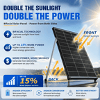 200W/400W Solar Panel N-Type, 12V N-Type 200 Watt Solar Panels 18BB 25.2% High-Efficiency IP68 Waterproof for RV Marine Trailer Camper Rooftop Farm Other Off-Grid System (200W Solar Panel Bifacial)