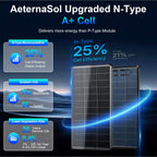 200/400 Watt Solar Panel,18BB N-Type A+ Monocrystalline Cell 25% High Efficiency 12V IP68 Waterproof Solar Panel for Rooftop, RV, Farm, Trailer, Marine, Home Off-Grid System (Black/Silver/Bifacial)