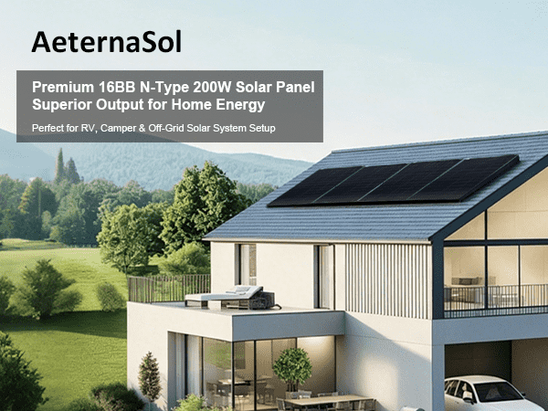 200/400 Watt Solar Panels N-Type 24 Volt 200W Solar Panel 16BB 25.6% High-Efficiency Solar Cell,IP68 24V PV Module Power Charger for Class B Van RV Marine Cabin Roof Home Farm for 12V/24V Systems