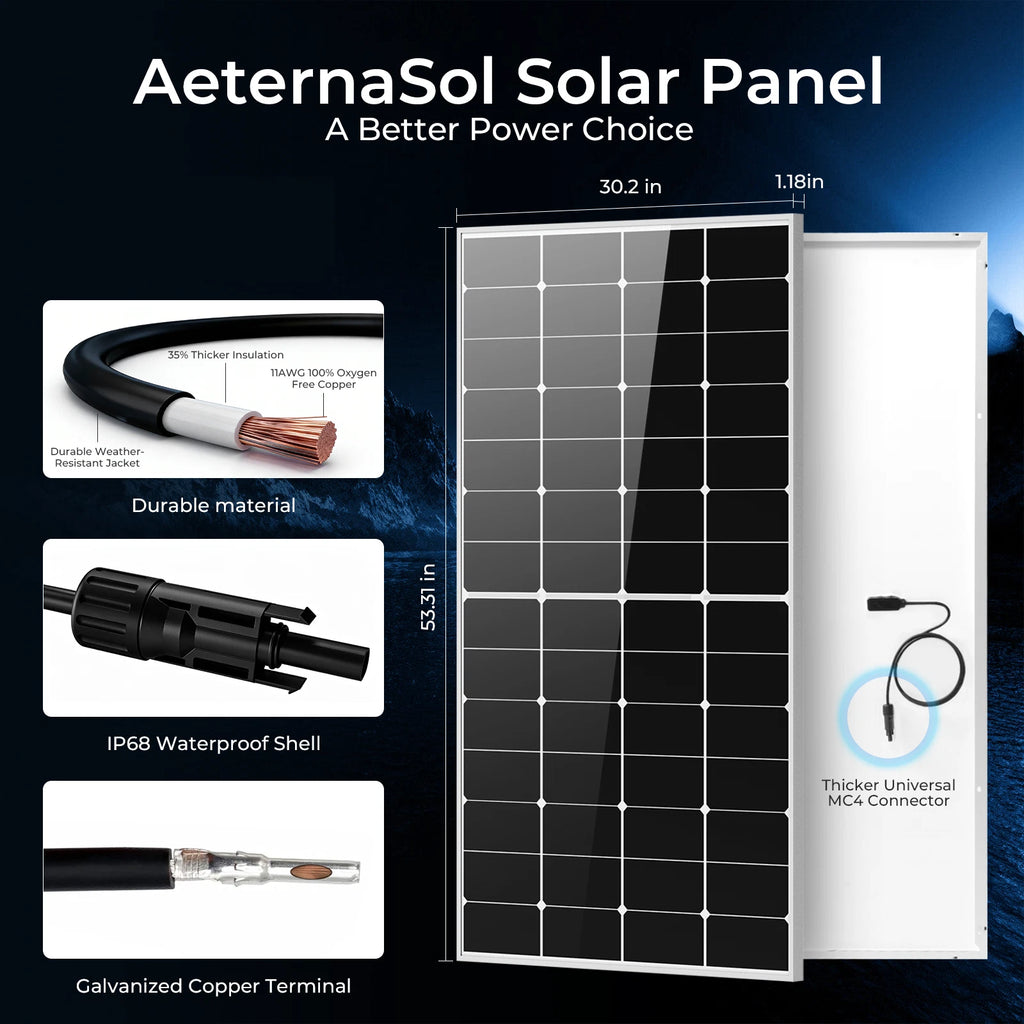 225Watt 12V Solar Panel N-Type 0BB Anti-Shading Mono Off Grid RV Roof Home 200w
