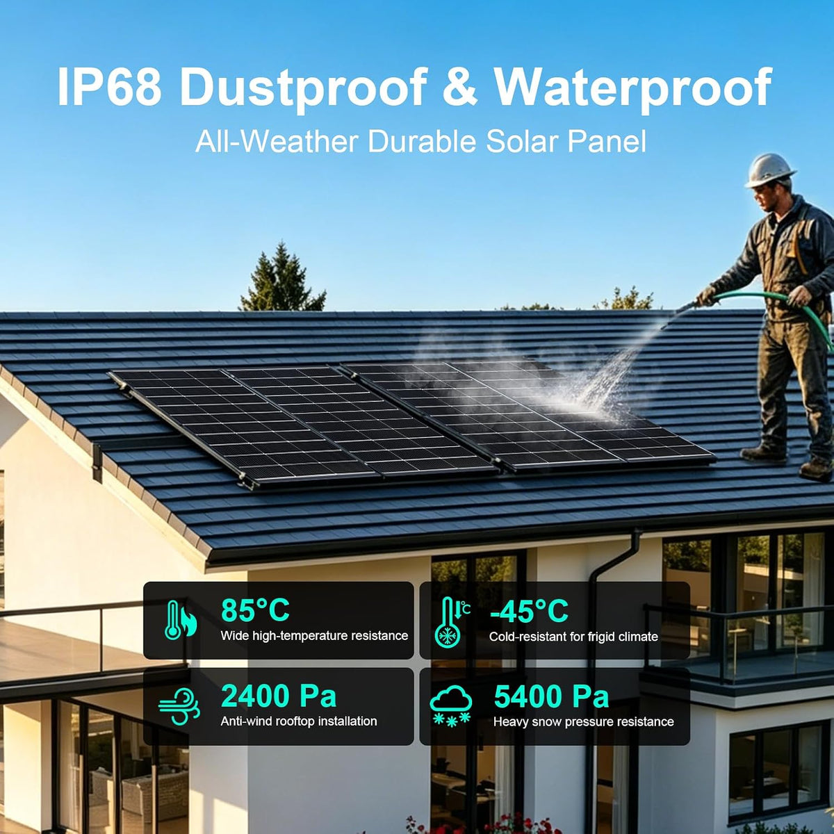 4er-Set 100W N-Typ Solarpanels, 25,6 % hocheffizientes monokristallines PV-Modul mit IP68-Anschlussdose für Wohnmobile, Camping und Zuhause