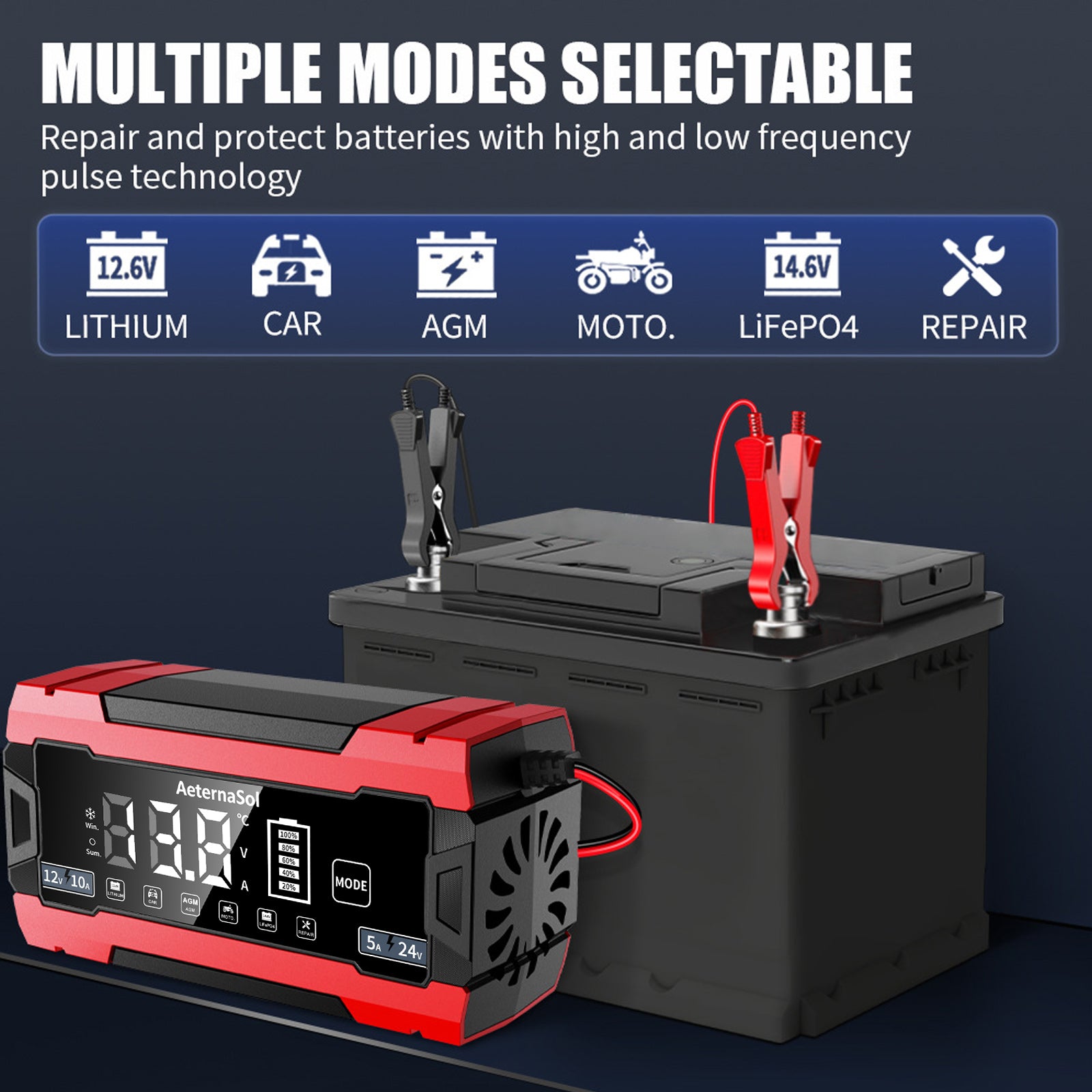 12V battery charger Car Battery Charger Intelligent Pulse Repair Smart Automatic