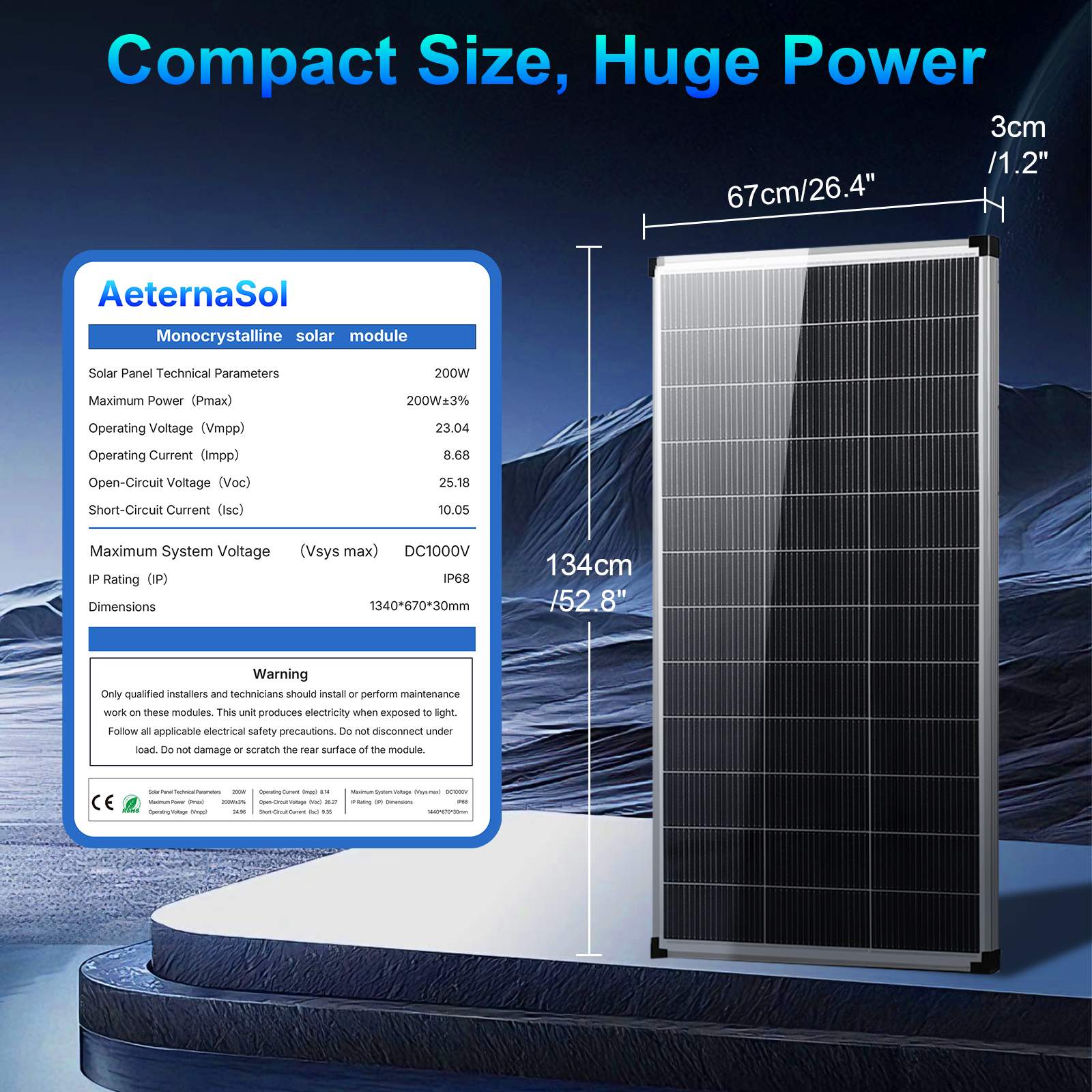 200/400 Watt Solar Panel,18BB N-Type A+ Monocrystalline Cell 25% High Efficiency 12V IP68 Waterproof Solar Panel for Rooftop, RV, Farm, Trailer, Marine, Home Off-Grid System (Black/Silver/Bifacial)