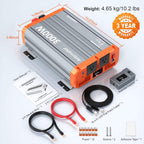 1000W/1500W/2000W/3000W Pure Sine Wave Power Inverter, 12V DC to 120V AC Converter for Solar, RV, Marine, Truck