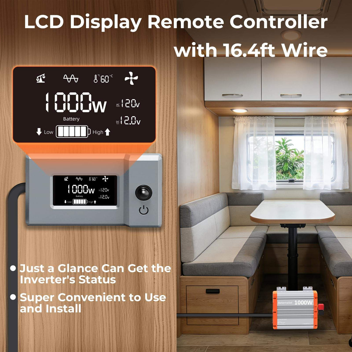 1000W/1500W/2000W/3000W Reiner Sinus-Wechselrichter, 12V DC auf 120V AC Konverter für Solaranlagen, Wohnmobile, Boote und Lkw