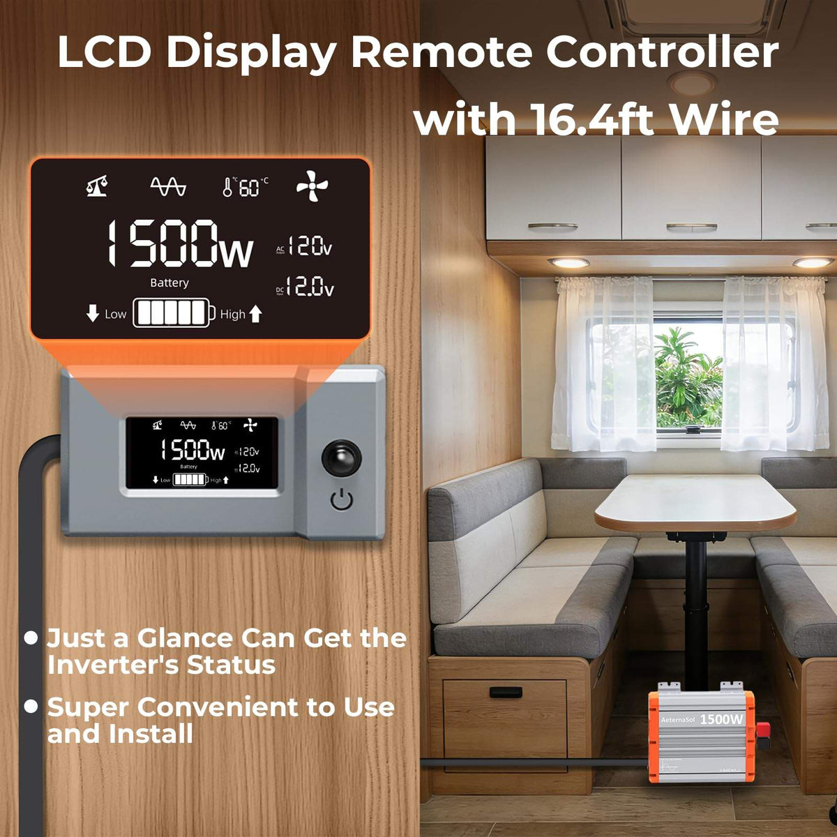 1000W/1500W/2000W/3000W Reiner Sinus-Wechselrichter, 12V DC auf 120V AC Konverter für Solaranlagen, Wohnmobile, Boote und Lkw