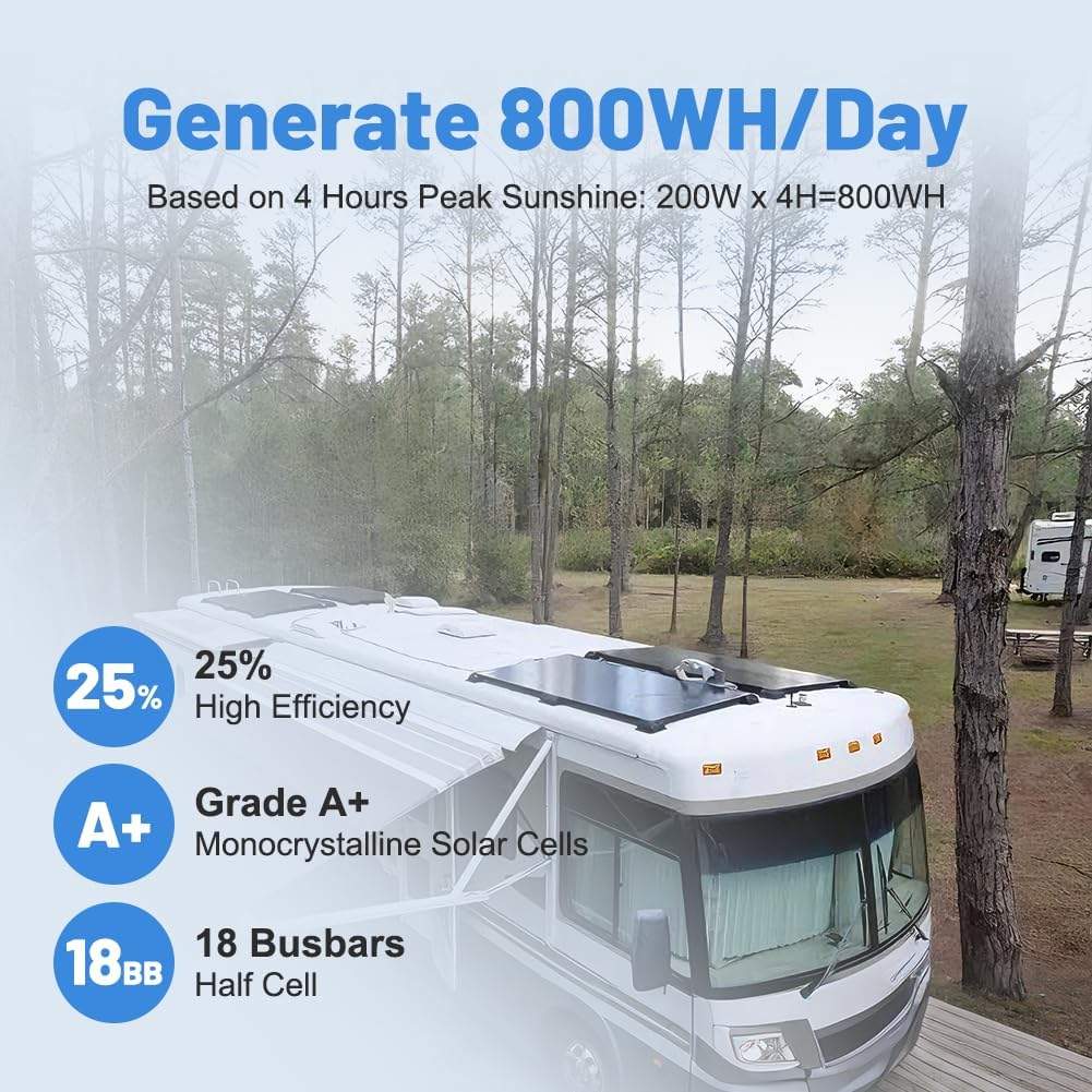 200/400 Watt Solar Panel, 18 Volt Solar Panels for RV, 25% High Efficiency N-Type 18BB PV Module Solar Charger Waterproof IP68 for 12V Battery Shed Van Camp Boat Home Farm Off-Grid(56.7"x26.4"x 1.2")
