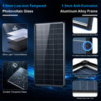 200/400 Watt Solar Panel,18BB N-Type A+ Monocrystalline Cell 25% High Efficiency 12V IP68 Waterproof Solar Panel for Rooftop, RV, Farm, Trailer, Marine, Home Off-Grid System (Black/Silver/Bifacial)