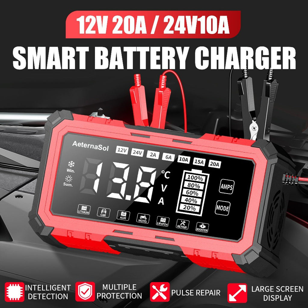 12V/24V 20A Car Battery Charger Intelligent Pulse Repair Smart Automatic for Car