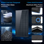 200/400 Watt Solar Panel,18BB N-Type A+ Monocrystalline Cell 25% High Efficiency 12V IP68 Waterproof Solar Panel for Rooftop, RV, Farm, Trailer, Marine, Home Off-Grid System (Black/Silver/Bifacial)