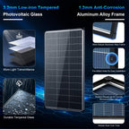 AeternaSol Solar Panels,200W/400W Solar Panel 12v n Type 18bb Solar Panel A+ Grade PV Module with IP68 Junction Box,25% Cell Efficiency 200W/400W Solar Panels for Off Grid RV Boat Rooftop Camper(200W/400W Black/)