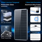 100W/200W/400W Solar Panel,N-Type 12V 18BB 25% High-Efficiency A+ Monocrystalline Cell IP68 Waterproof Solar Panel for RV Marine Boat Trailer Camper Rooftop Farm and Other Off-Grid System (Black/Silver/Bifacial)