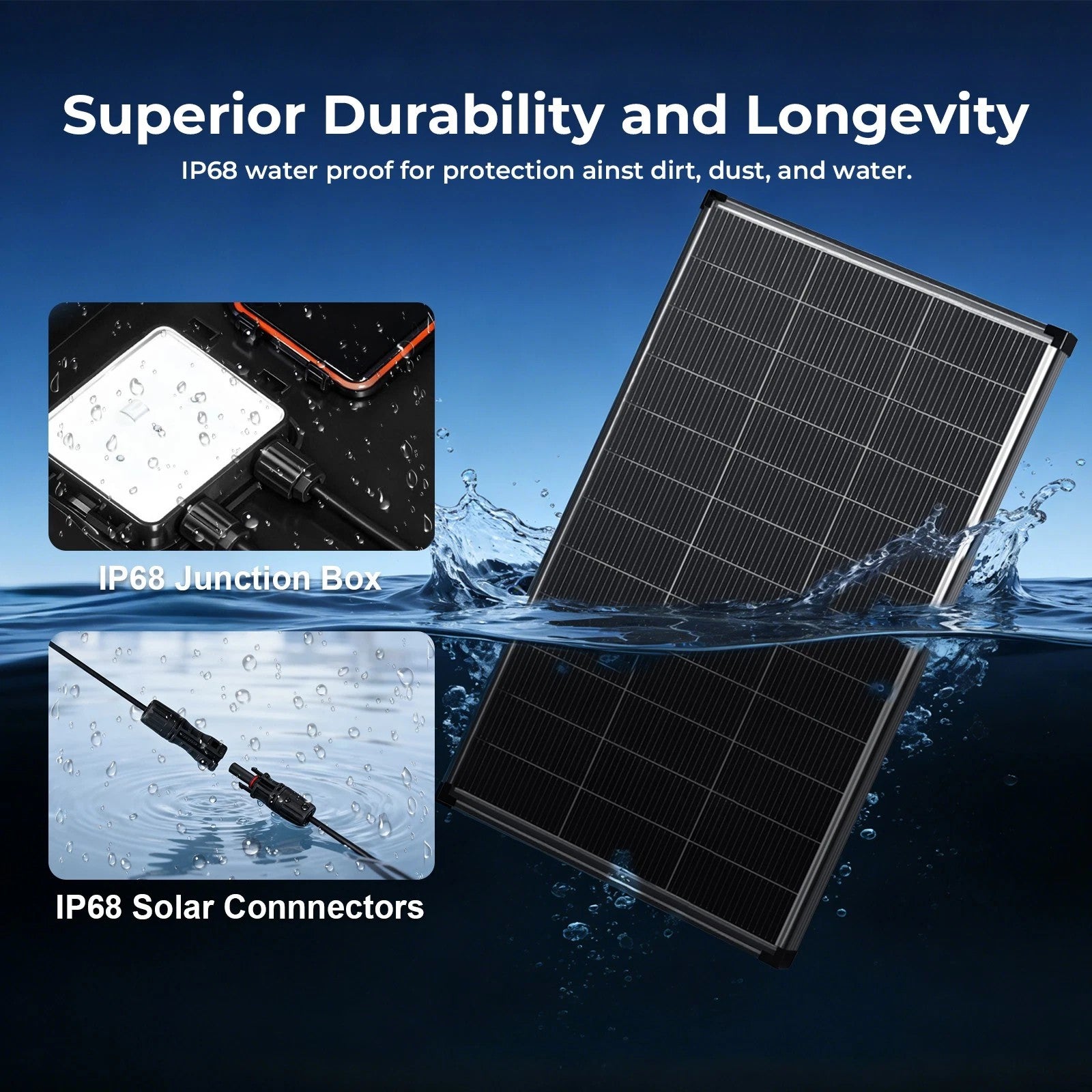 200W N-Type 18BB Bifacial Solar Panel High Conversion RV Home Off-Grid Battery