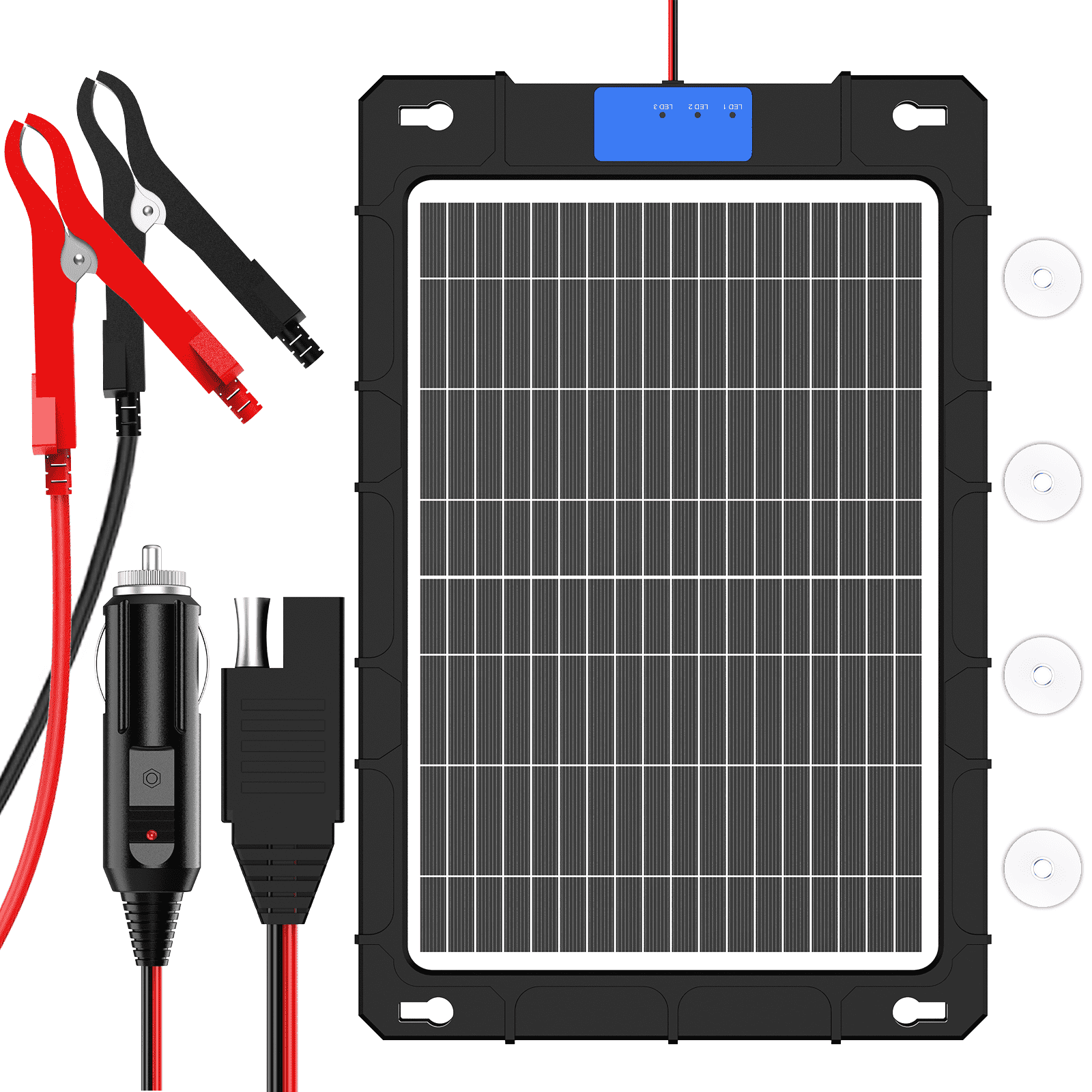 12V Solar Car Battery Charger 12W Waterproof Portable Solar Trickle Charger Maintainer with Smart PWM Controller for Car, Automotive, Motorcycle, Boat, Marine, RV,Trailer, Snowmobile, etc.