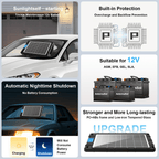 12V Solar Car Battery Charger 12W Waterproof Portable Solar Trickle Charger Maintainer with Smart PWM Controller for Car, Automotive, Motorcycle, Boat, Marine, RV,Trailer, Snowmobile, etc.