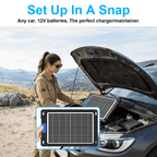 12V Solar Car Battery Charger 12W Waterproof Portable Solar Trickle Charger Maintainer with Smart PWM Controller for Car, Automotive, Motorcycle, Boat, Marine, RV,Trailer, Snowmobile, etc.